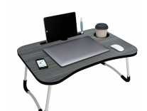 Story Home foldable portable adjustable multifunction laptop study lapdesk table for breakfast serving bed tray office work gaming watching movie on bed/couch/sofa/floor with cup slot and tablet/ipad/notebook holder stand – Black & Brown at Rs.549