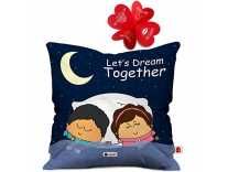 Indigifts 12X12-inch Satin Dark Blue Couple Cushion Cover with Filler Rs.295