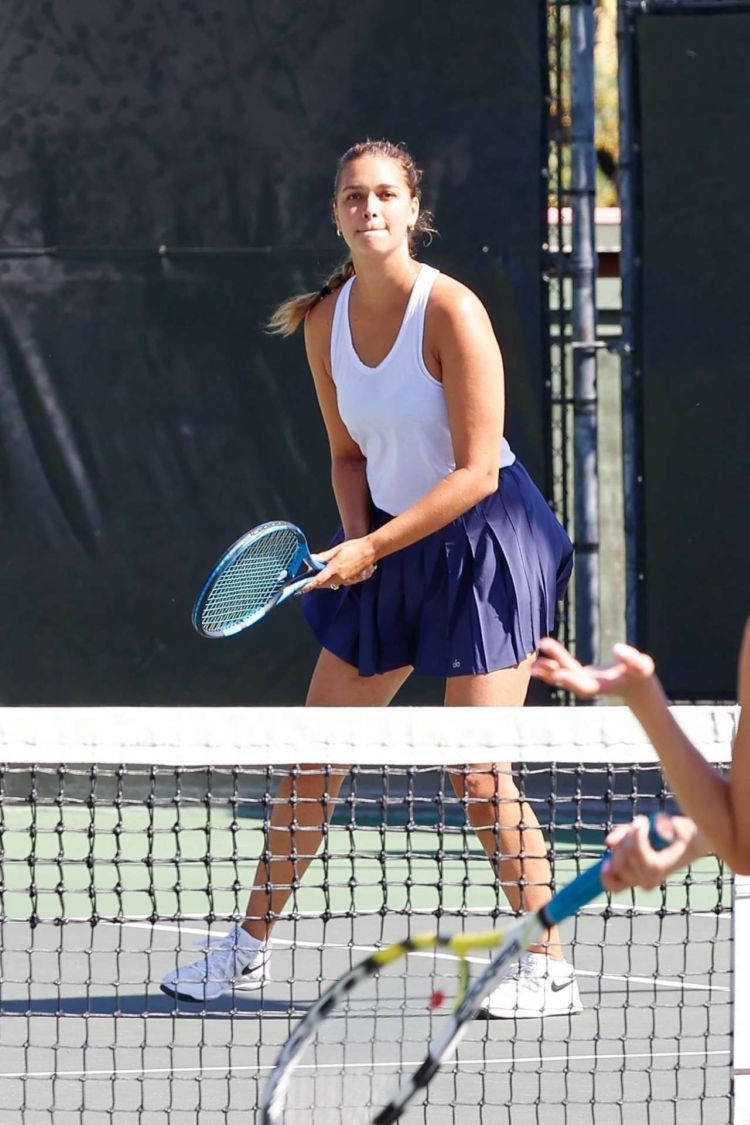 April Love Geary Playing Tennis Game With Friends In Calabasas