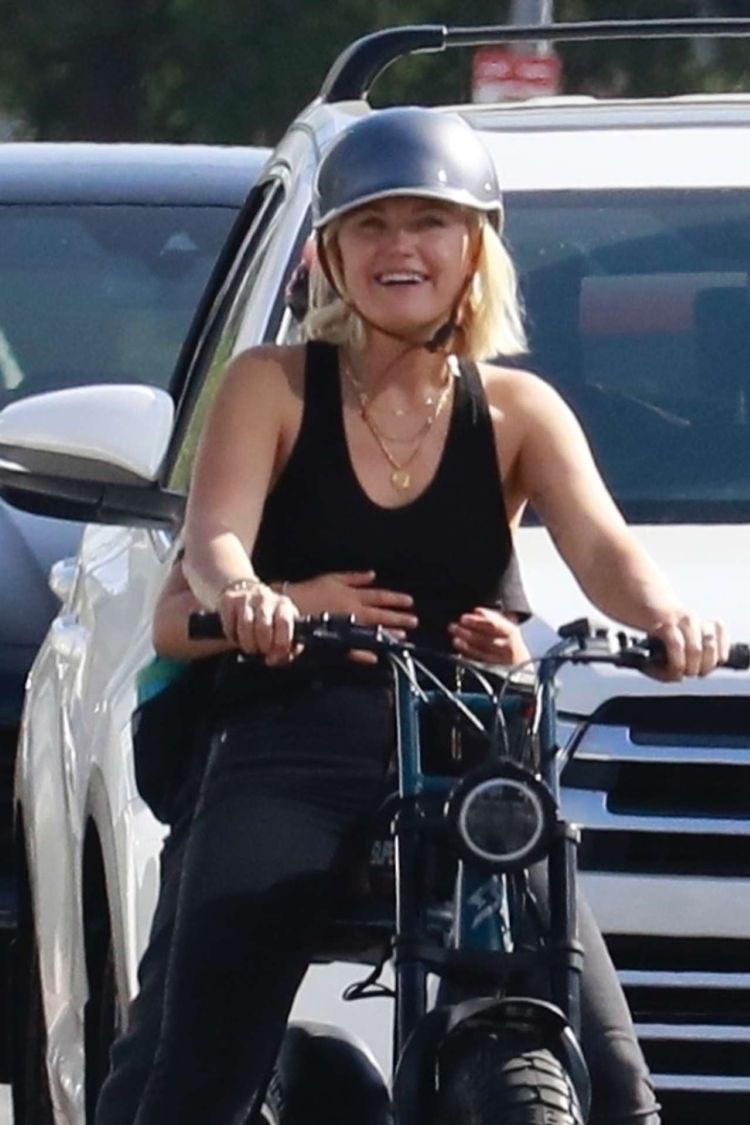 Malin Akerman On An Electric Bike Ride With Her Son In Los Feliz