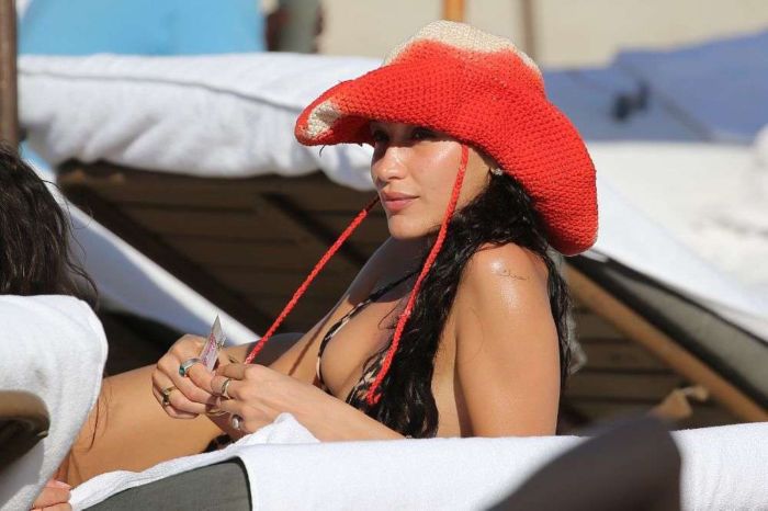 Bella Hadid Vacationing In A Bikini At A Beach In Miami