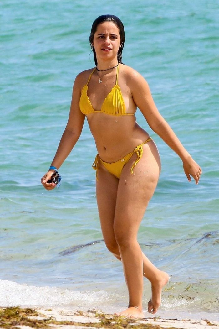 Camila Cabello Makes A Splash In A Mustard Bikini At A Beach In Miami