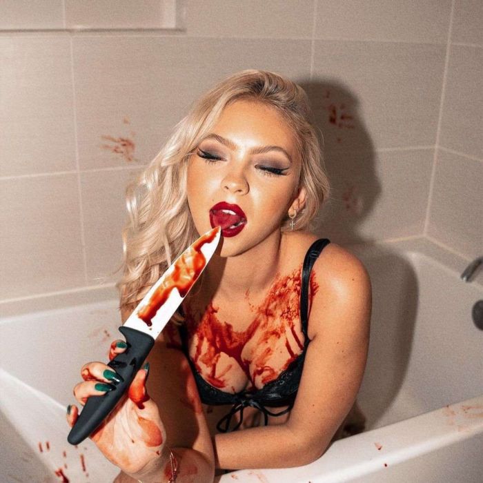 Jordyn Jones In A Black Swimsuit For Her Latest Bathtub Photoshoot
