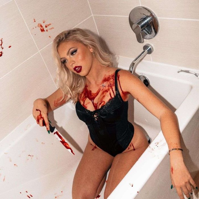 Jordyn Jones In A Black Swimsuit For Her Latest Bathtub Photoshoot