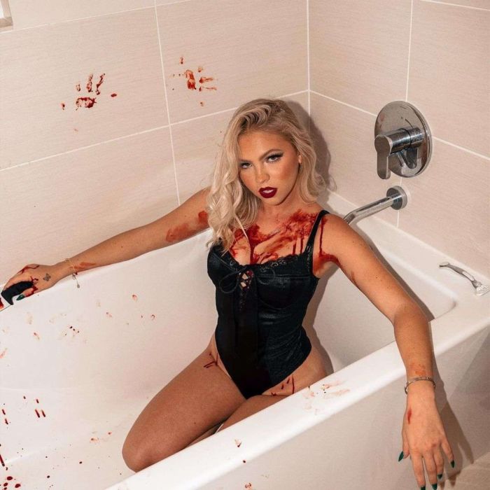 Jordyn Jones In A Black Swimsuit For Her Latest Bathtub Photoshoot