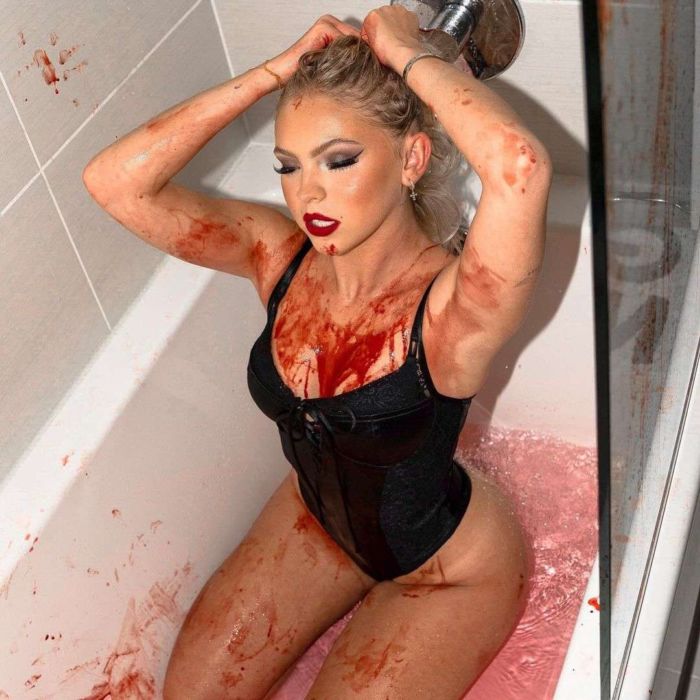 Jordyn Jones In A Black Swimsuit For Her Latest Bathtub Photoshoot