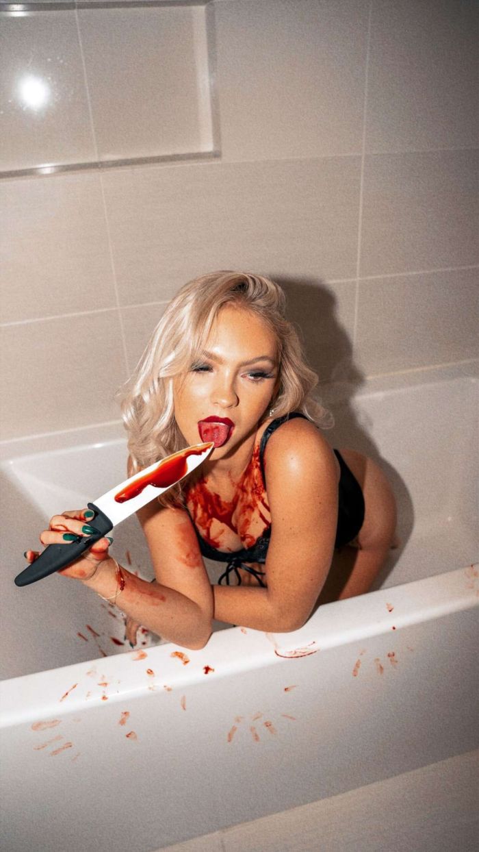 Jordyn Jones In A Black Swimsuit For Her Latest Bathtub Photoshoot