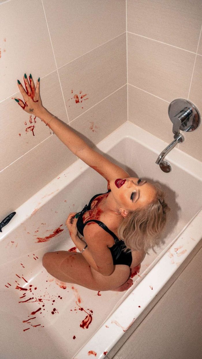 Jordyn Jones In A Black Swimsuit For Her Latest Bathtub Photoshoot