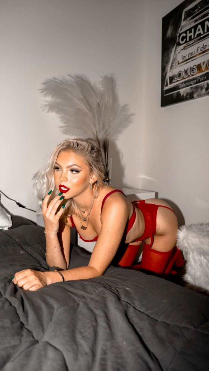 Jordyn Jones Sensational Shoot In A Red Lingerie